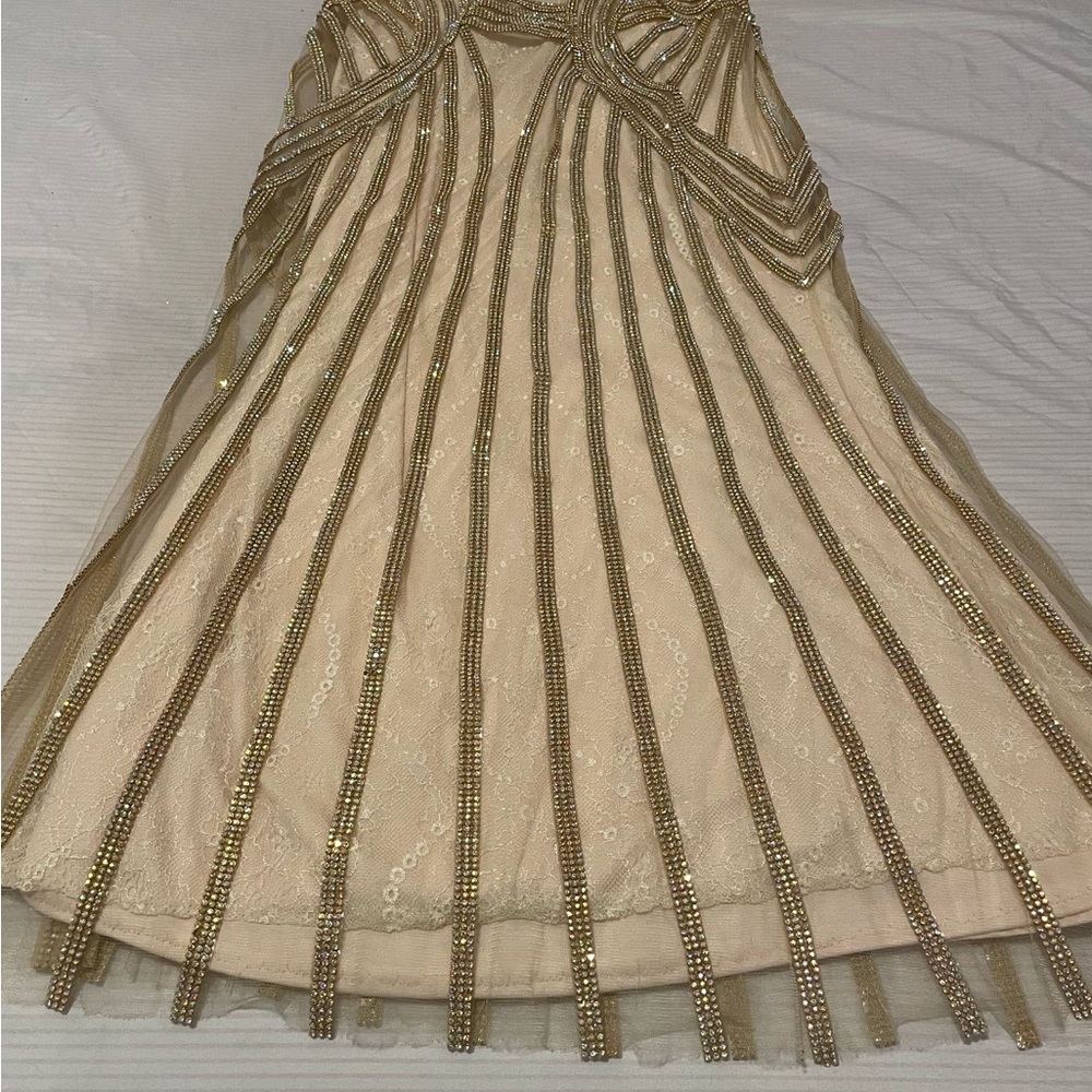 Elegant Gold and Cream Women's Dress